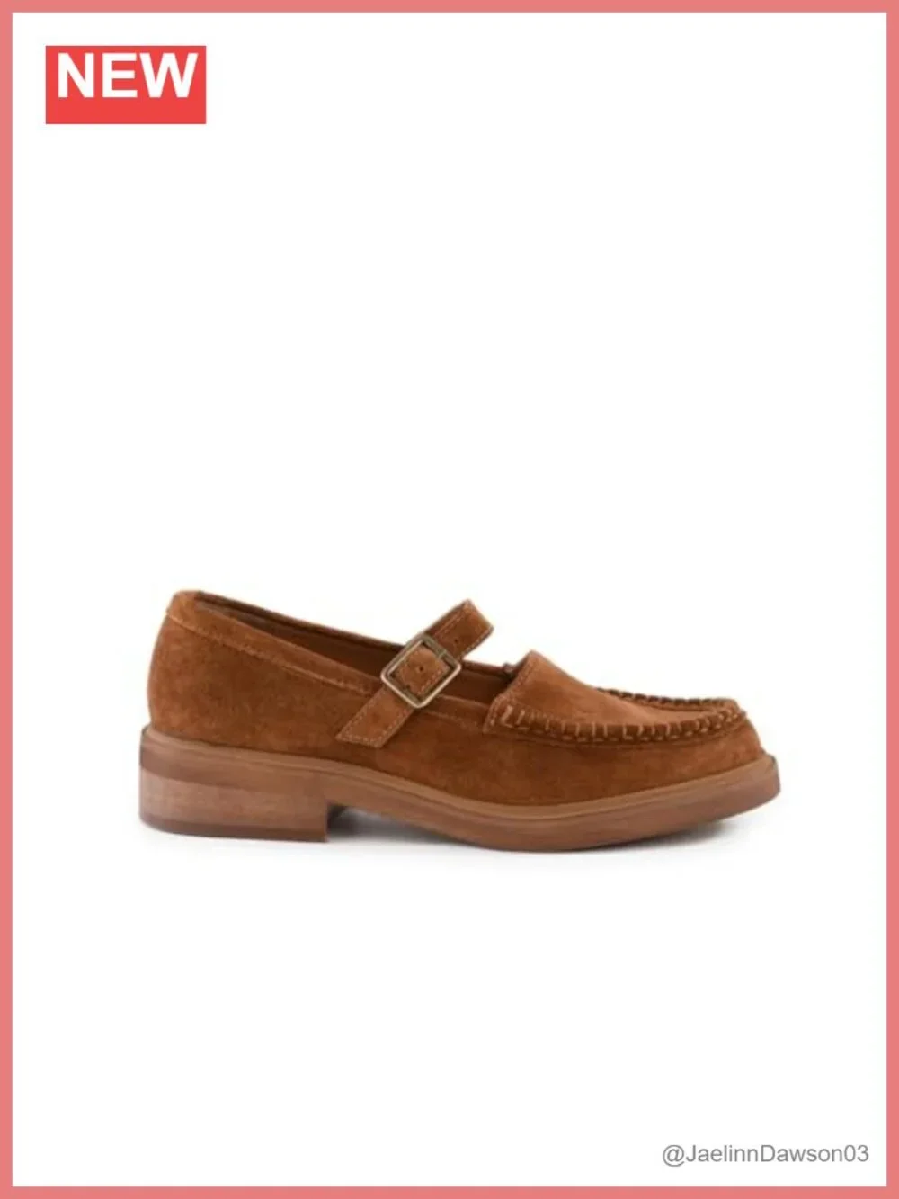 Suede Mary Jane Loafers for Women Low Block Heel Round Toe Buckled Strap